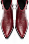 Burgundy Matte Leather Pointed Toe Buckle Ankle Short Cowboy Western Boots Shoes - 4