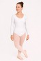 White Long Sleeve Ballet Leotard-Adult