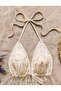 Women's Beige Color Transparent Floral Strap Bustier Stylish Top - 4