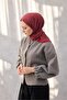 Viscose Velora Scarf Clover Patterned Cherry Rot Tok Tok Duruşlu Four Seasons 90X90 - 3