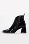 Black Patent Leather Fur Genuine Leather Zippered Jurdan Sole Thick Heeled Women's Boots Tg0906419 - 3