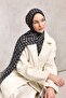 Floş Viscose Organic Shawl with Black Rope Pattern, Flowing and Draped, 75X195 - 2