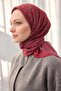 Viscose Velora Scarf Clover Patterned Cherry Rot Tok Tok Duruşlu Four Seasons 90X90 - 5