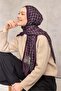 Floş Viscose Organic Shawl Rope Pattern Dark Purple 195X75 - 2