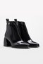 Black Patent Leather Fur Genuine Leather Zippered Jurdan Sole Thick Heeled Women's Boots Tg0906419 - 2
