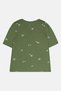 Women V-Neck Short Sleeve Allover Print T-Shirt, Green - 3