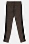 Women Cigarette Fit Houndstooth Print Chino Pants, Brown - 2