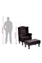 Armchair with Footstool Dark Brown Faux Leather - 5