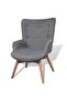 Armchair with Footstool Grey Fabric - 2