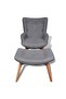 Armchair with Footstool Grey Fabric - 5