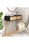 Console Table Black 80x30x75 cm Solid Wood Pine&Natural Rattan