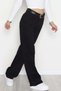 Women's Palazzo Jeans - High Waist, Straight Leg - Black