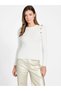 Long Sleeve Corded Fabric Logo Buttoned Vonn Women's White Knitwear W6Rr58Z2Yk2-G1O6