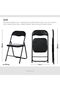 Folding Chair, Padded Seat, Black Metal Frame, 44cm Width, 78cm Height, Space-Saving Design - 2