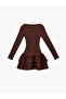Long Sleeve Crew Neck Tiered Flounce Bodycon Mini Dress - 3