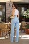 Bubble Fabric Wide Leg Pants - Relaxed Fit Trousers - 4