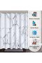 W 180 x H 200cm 1pc Marble Printed Fabric Shower Curtain with Metal Grommets, Polyester Bath Curtain - 4
