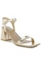 Women Metallic Faux Leather Block Heels in Gold
