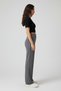 Women's High Waist Shaping / Sculpting Scuba Crepe Palazzo Flared Pants with Tassel Detail – Gray - 2