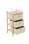 Storage Racks with 3 Fabric Baskets 2 pcs Beige Cedar Wood - 3