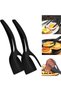 2 in 1 Multi-purpose Spatula Tongs,Kitchen Gadgets (Black)