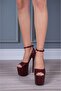 Gale Burgundy Skin Design Platform 19 cm Ankle-Strap Shoes - 2