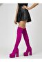 Purple Parachute Fabric Women's Double Platform High Heel Over-The-Knee Stretch Boots