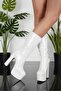 Hector White Patent Leather Platform Thick Heeled Women's Boots - 3