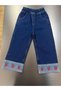 Girl's Strawberry Embroidered Denim Trousers – Elastic Waist Comfortable Fit - 2