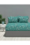Water Green Branch Pattern Battal Fitted Sheet Set (180X200) + 2 Pillowcases