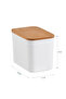 4-Piece 1.5 Lt Wooden Vacuum Lid Acrylic (Plastic) Storage Container for Tea/Sugar/Coffee/Salt with Labels - 4