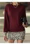Yen Season Women's Long-Sleeved Crew Neck Top Viscose Two-Thread Bottom Leopard Print Mini Dress - 2