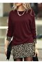Women's Long Sleeve Crew Neck Leopard Print Mini Dress - 3