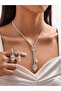 Zircon Stone Necklace Earring Set with Water Drop Design