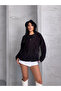 Zippered Hooded Black Fleece Sweatshirt - 5