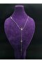 Star Model Dangling Chain Design Zircon Stone Embroidered Steel Necklace - 4
