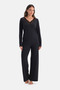 Black Lace Detailed Siro Viscose T-Shirt Pants Set - 2