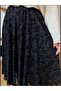 Flock Print Black Lined Skirt - 5