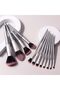 Professional 12-Piece Makeup Brush Set, Soft Synthetic Bristles, Natural Wood and White Handles - 3