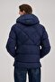 Navy Blue Comfort Fit Hooded Puffer Jacket - 4