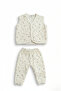 Baby Cotton Embroidered Colorful Quilted Y Vest Set Double Set - 2