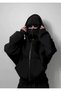 Stargirl Series Printed Unisex Black Sweatshirt with Balaclava and Hooded Zippers Oversized - 3