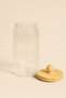 Borosilicate 1000ml Jar Set of 3 with Bamboo Lid and Line Pattern Kw-768 - 5