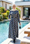 Women's Buttoned Belted Navy Plaid Fabric Dress - 5