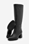 Women's Pointed Toe Bellows Zipperless Thick Heeled Boots Aluta Black - 7