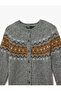 Long Sleeve Crew Neck Ethnic Patterned Knitwear Cardigan - 5
