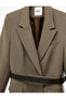 Flannel Fabric Pocketed Long Sleeve Belted Blazer Jacket - 5