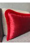 Exclusive Imported Atlas Red Color Tasseled Throw Pillow Cover 30X50 cm - 4