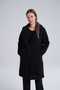 Women's Black Mono Collar Unlined Fleece Coat - 6
