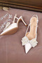 Women's 7 cm Pearl Bow Bridal Shoes (Full Fitting)